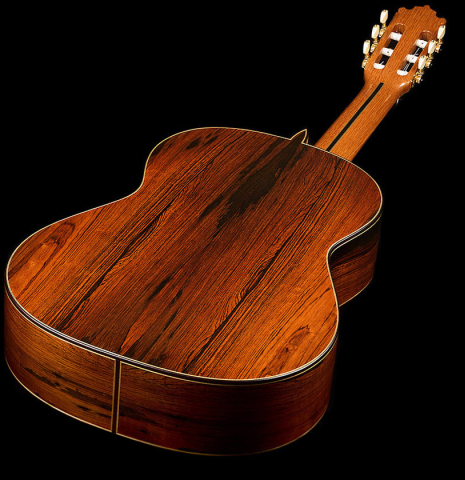 The back and sides of a 2001 Paulino Bernabe "Imperial" classical guitar made of spruce and CSA rosewood
