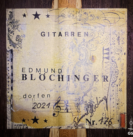This is the label of a 2021 Edmund Blöchinger SP/CSAR classical guitar