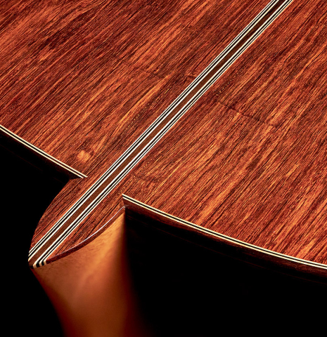 This is a close-up of the heel of a 2022 Edmund Blöchinger SP/CSAR classical guitar