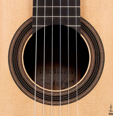 This is the rosette of a 2022 Edmund Blöchinger SP/CSAR classical guitar