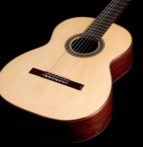 This is the spruce top front of a 2022 Edmund Blöchinger SP/CSAR classical guitar