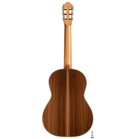 The back of a 2025 Edmund Blöchinger "Llobet" classical guitar made of spruce and CSA rosewood