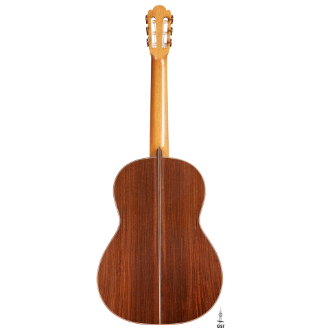 The back of a 2024 Edmund Blöchinger "Dome" classical guitar made of spruce and CSA rosewood