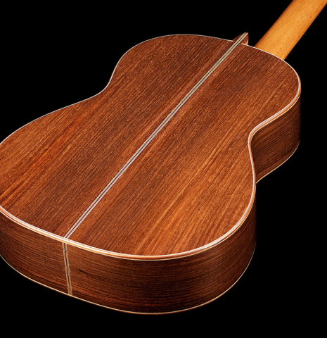 The back and sides of a 2024 Edmund Blöchinger "Dome" classical guitar made of spruce and CSA rosewood
