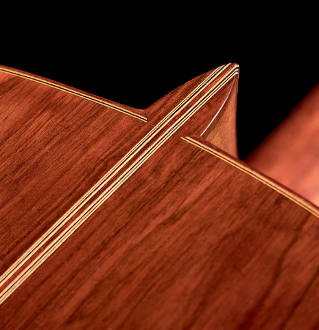 The back and heel of a 2004 Edmund Blöchinger classical guitar made with spruce and CSA rosewood