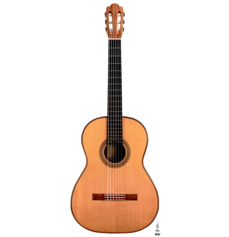 The front of a 2004 Edmund Blöchinger classical guitar made with spruce and CSA rosewood