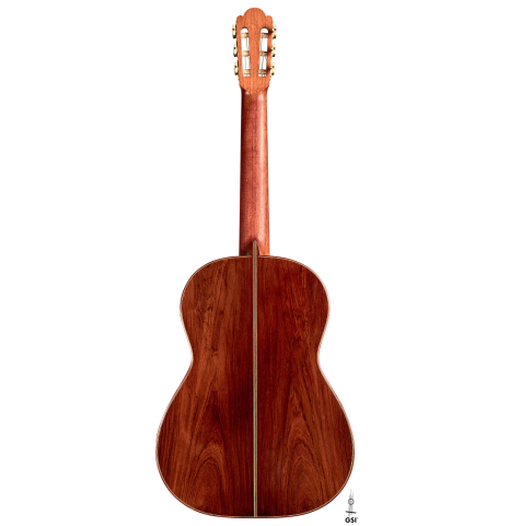 The back of a 2004 Edmund Blöchinger classical guitar made with spruce and CSA rosewood