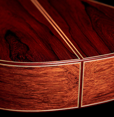 The back and sides of a 2022 Elias Bonet classical guitar
