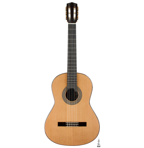 The front of a 2026 Elias Bonet classical guitar made of cedar and African rosewood