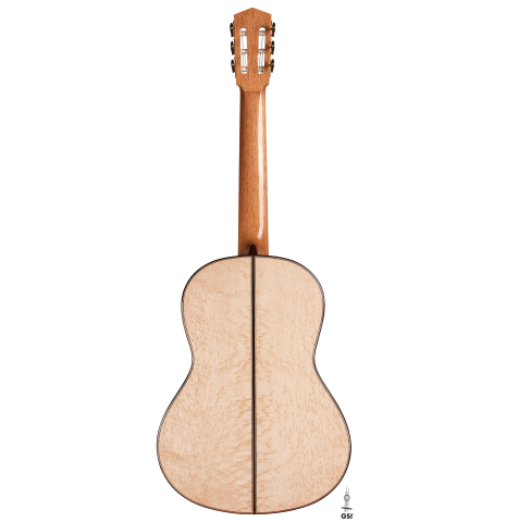 The back of a 2024 Elias Bonet classical guitar made of spruce and maple