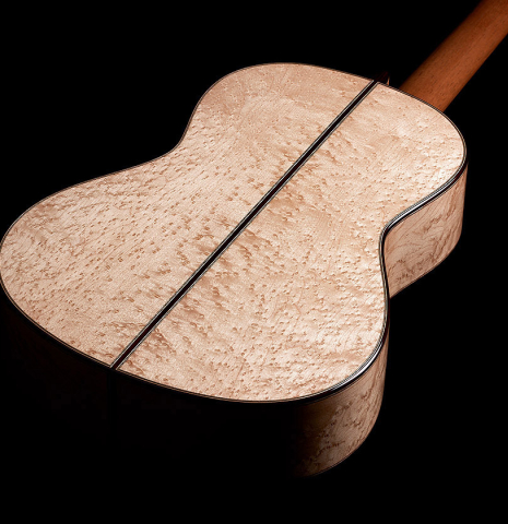 The back and sides of a 2024 Elias Bonet classical guitar made of spruce and maple