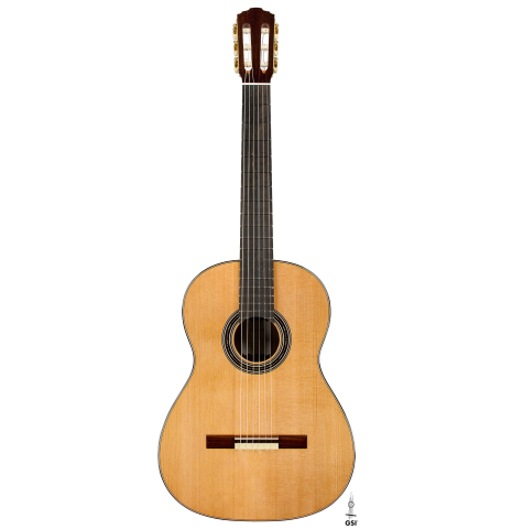 The front of a 2026 Marco Bortolozzo "Furore" classical guitar made of cedar and Indian rosewood