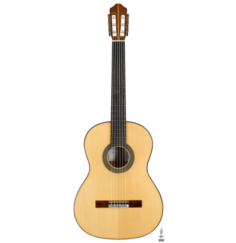 The front of a 2026 Eduardo Bossa classical guitar made of spruce and comino crespo