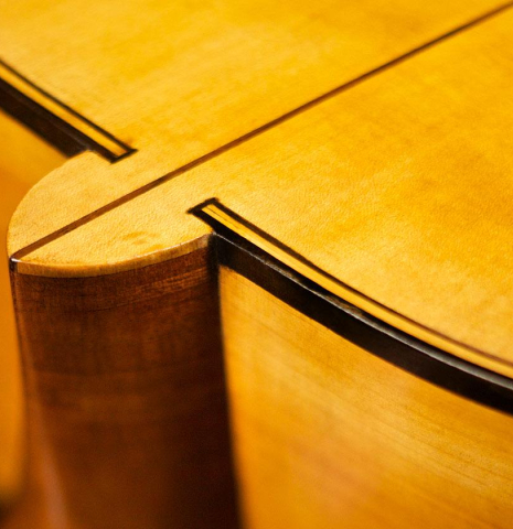 The heel of a 1946 Robert Bouchet #1 PI/CY - the first guitar made by Bouchet.