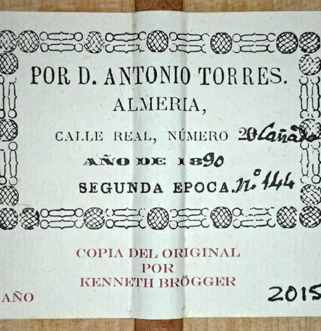 2015 Kenneth Brogger "1890 Torres" w/pegs SP/CY