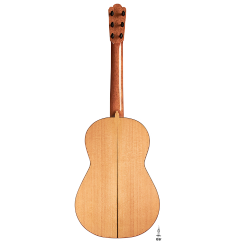 This is the back of a 2023 Kenneth Brogger "1890 Torres" w/pegs classical guitar made of spruce and cypress