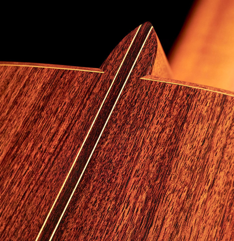 This is a close-up of the heel of a 1984 Cynthia H. Burton CD/IN classical guitar