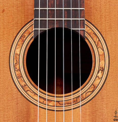 This is the rosette of a 1984 Cynthia H. Burton CD/IN classical guitar