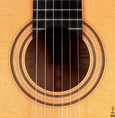 This is the rosette of a 1986 Cynthia H. Burton SP/MH classical guitar