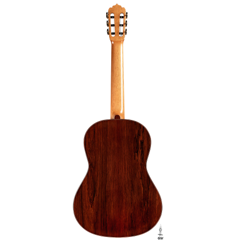 The back of a 2024 Carlos Juan Busquiel classical guitar made with spruce and African rosewood