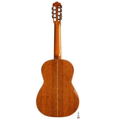 The back of a 2007 Gregory Byers "7-string" classical guitar (ex John Dearman) made of spruce and CSA rosewood