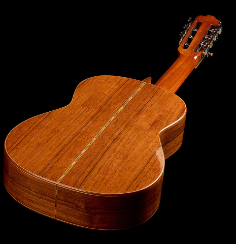 The back and sides of a 2007 Gregory Byers "7-string" classical guitar (ex John Dearman) made of spruce and CSA rosewood