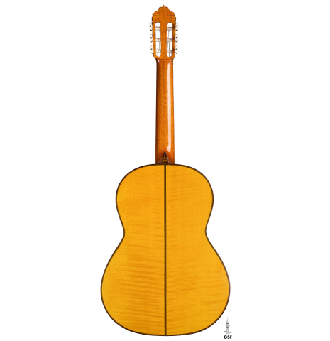 The back of 1985 Javier Cayuela SP/MP classical guitar previously owned by Pepe Romero