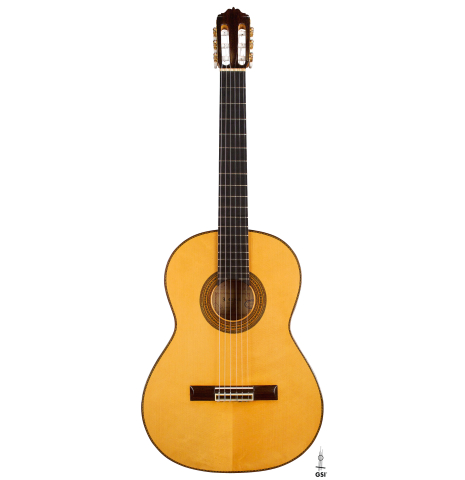 The front of 1985 Javier Cayuela SP/MP classical guitar previously owned by Pepe Romero