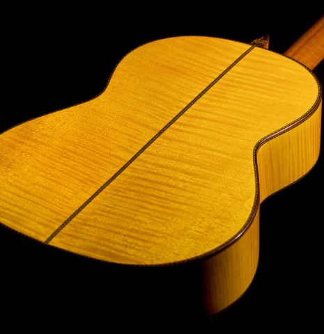 The back of 1985 Javier Cayuela SP/MP classical guitar previously owned by Pepe Romero