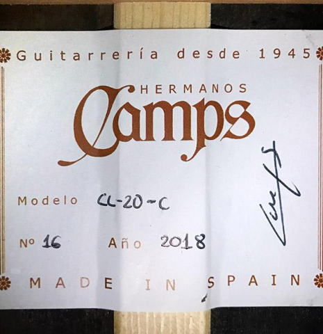 2018 Hermanos Camps "CL20-C" CD/EE