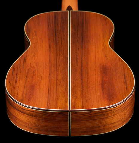 The back and sides of a 2021 Vicente Carrillo "Primera Especial" made with cedar and African rosewood
