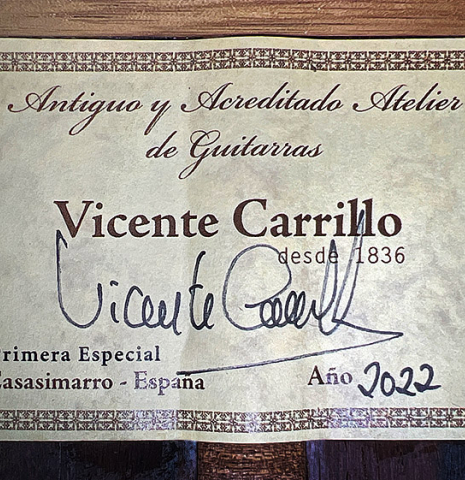 2022 Vicente Carrillo "Primera Especial" CD/AR