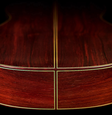 The African rosewood back and sides of a 2022 Vicente Carrillo "Primera Especial" classical guitar made with cedar top