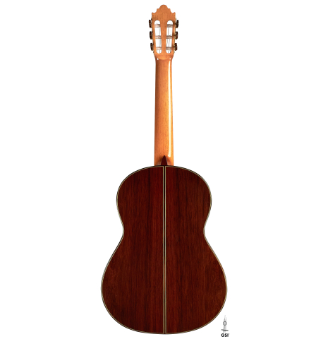 The back of a Vicente Carrillo "Primera Especial" classical guitar made with spruce and African rosewood.