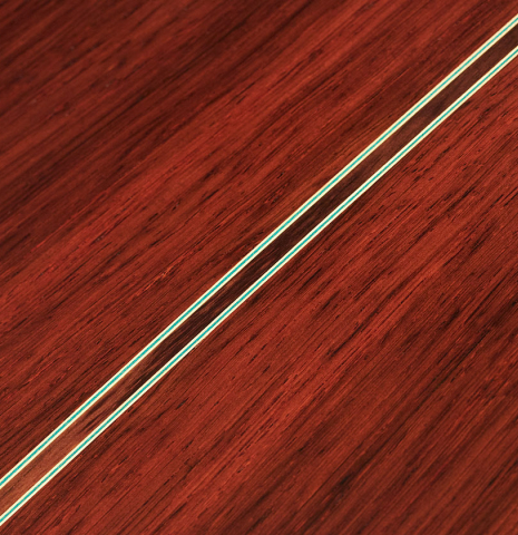 The back of a Vicente Carrillo "Primera Especial" classical guitar made with spruce and African rosewood.