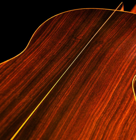 The back of a 1968 Manuel de la Chica classical guitar made with spruce and CSA rosewood.