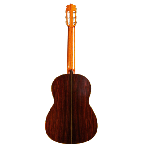 The back of a 1968 Manuel de la Chica classical guitar made with spruce and CSA rosewood.