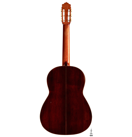 The back of a 1964 Manuel de la Chica (ex Frederick Noad) classical guitar made of spruce and CSA rosewood