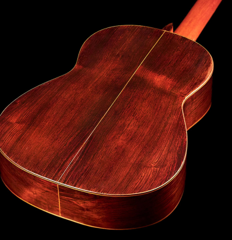 The back of a 1964 Manuel de la Chica (ex Frederick Noad) classical guitar made of spruce and CSA rosewood