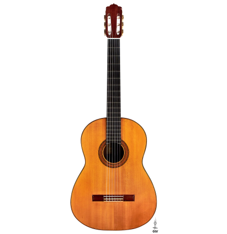 The front of a 1964 Manuel de la Chica (ex Frederick Noad) classical guitar made of spruce and CSA rosewood