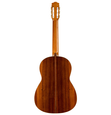 The back of a 1969 Manuel de la Chica classical guitar made of cedar and CSA rosewood