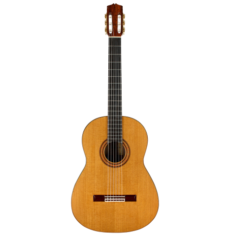 The front of a 1969 Manuel de la Chica classical guitar made of cedar and CSA rosewood
