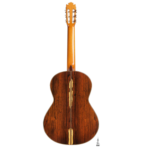 The back of a 2003 Manuel Contreras II "Double Top" CD/CSAR (ex Pepe Romero) classical guitar