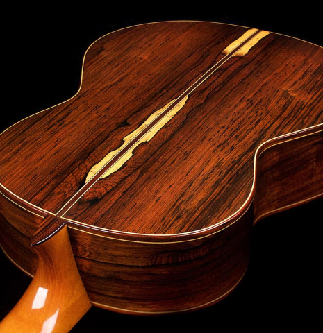 The back and neck of a 2003 Manuel Contreras II "Double Top" CD/CSAR (ex Pepe Romero) classical guitar