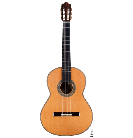 The front of a 2003 Manuel Contreras II "Double Top" CD/CSAR (ex Pepe Romero) classical guitar