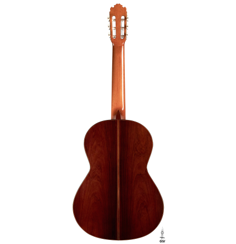The back of a 1988 Manuel Contreras "Double Top" classical guitar made with cedar and CSA rosewood.