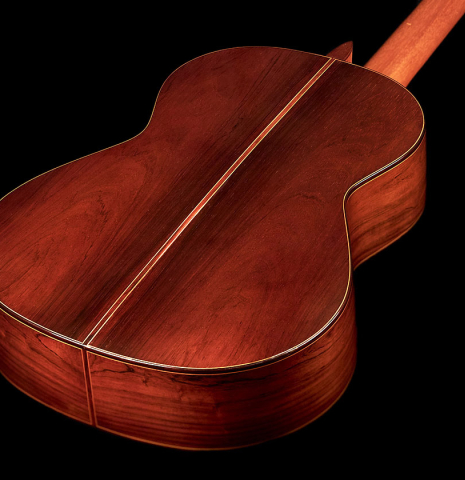 The back of a 1988 Manuel Contreras "Double Top" classical guitar made with cedar and CSA rosewood.