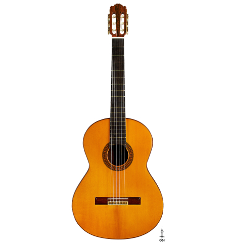 The front of a 1971 Manuel Contreras classical guitar made of spruce and CSA rosewood