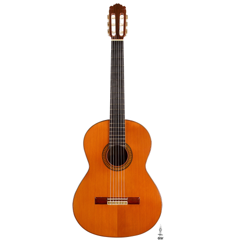 The front of a 1973 Manuel Contreras classical guitar made of cedar and CSA rosewood