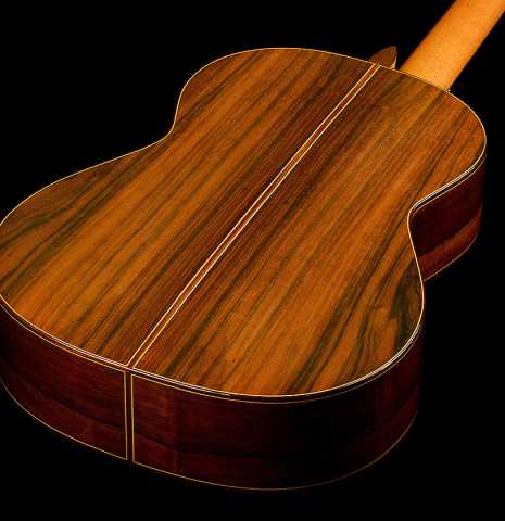 The back and sides of a 2010 Manuel Contreras II "1a Especial" classical guitar made of cedar and CSA rosewood